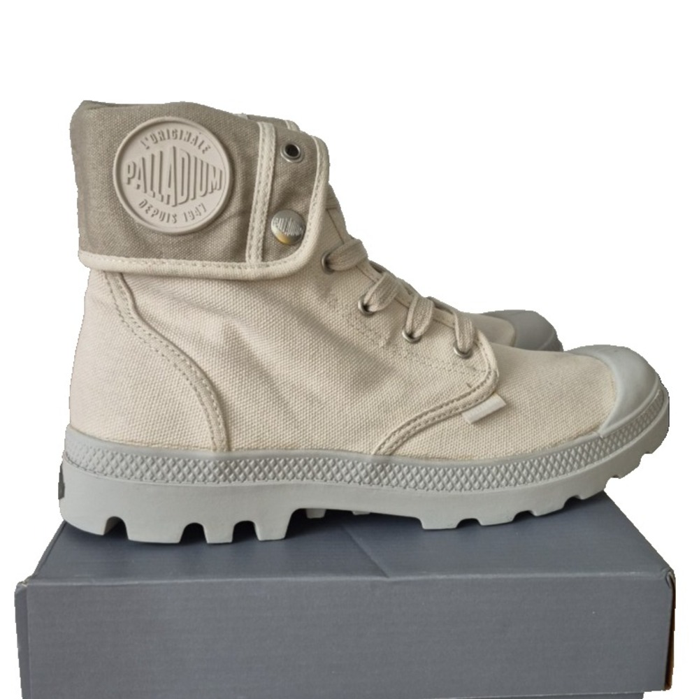 Palladium Boots Mens 7 Medium Beige Vapor‎ Metal Baggy Canvas Combat New in Box